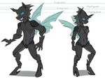  2014 angry breasts changeling duo english_text fangs female friendship_is_magic harmoniousrain male my_little_pony navel shadow standing text wings 