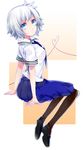  blue_eyes original pantyhose ririkuto school_uniform short_hair solo white_hair 