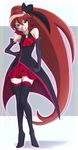  absurdres amawa_kazuhiro black_gloves blue_eyes boots elbow_gloves genderswap genderswap_(mtf) gloves grin hair_ornament hair_ribbon hairpin hand_on_hip happinesscharge_precure! highres long_hair looking_at_viewer magical_girl phantom_(happinesscharge_precure!) ponytail precure red_hair red_skirt ribbon skirt smile solo thigh_boots thighhighs unlovely_(happinesscharge_precure!) very_long_hair wide_ponytail 