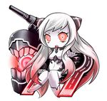  airfield_hime chibi erusen_(des-arms) horns kantai_collection long_hair looking_at_viewer machinery navel open_mouth red_eyes shinkaisei-kan solo turret white_hair white_skin 