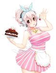  alternate_hairstyle apron blush breasts cake cherry cleavage food fruit hair_up headband headphones large_breasts looking_at_viewer nail_polish nitroplus open_mouth pink_hair red_eyes solo super_sonico transparent_background tsuji_santa waist_apron whipped_cream 