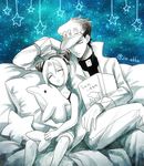  1girl book couch father_and_daughter hat holiday-jin jojo_no_kimyou_na_bouken kuujou_jolyne kuujou_joutarou pillow sleeping stuffed_animal stuffed_dolphin stuffed_toy translated 