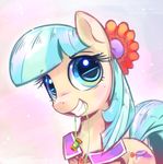  2014 blue_eyes blue_hair coco_pommel_(mlp) cutie_mark earth_pony equine female flower friendship_is_magic gsphere hair horse looking_at_viewer mammal my_little_pony pony portrait smile solo string two_tone_hair 