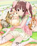  animal_ears artist_request brown_eyes brown_hair bunny bunny_ears idolmaster idolmaster_cinderella_girls official_art ogata_chieri thighhighs twintails 