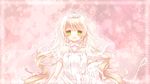  :d bare_shoulders blonde_hair blush dress gloves green_eyes highres long_hair mole mole_under_eye open_mouth original outstretched_hand smile solo strapless strapless_dress tiara twintails veil wedding_dress yuduki 