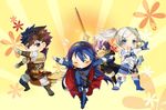  cape chibi cynthia_(fire_emblem) eudes_(fire_emblem) eyes_closed fire_emblem fire_emblem:_kakusei hairband lucina mark_(fire_emblem) md5_mismatch nadir pose sword twintails weapon 