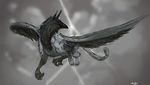  avian faunoiphilia flying gryphon lightning rajhin sky 