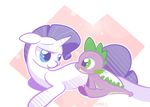  2014 blue_eyes braddo cub dragon duo equine eye_contact female feral friendship_is_magic fur green_eyes hair horn male mammal my_little_pony purple_hair rarity_(mlp) smile spike_(mlp) unicorn white_fur young 