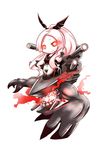  armored_aircraft_carrier_oni chibi erusen_(des-arms) kantai_collection long_hair looking_at_viewer machinery navel open_mouth ponytail red_eyes shinkaisei-kan solo turret white_hair white_skin 