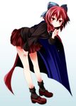  absurdres bad_id bad_pixiv_id bow cape hair_bow highres leaning_forward looking_at_viewer red_eyes red_hair s-syogo sekibanki short_hair skirt solo touhou 