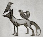  2014 ambiguous_gender avian bird canine feral fox mammal sketch skia 