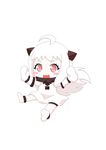  :3 :d absurdres ahoge blush_stickers chibi dress highres horns kantai_collection looking_at_viewer mittens northern_ocean_hime open_mouth ron_(hengyep) shinkaisei-kan simple_background smile solo white_background white_dress white_hair white_skin 