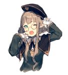  blue_eyes brown_hair capelet glasses gloves hat junwool open_mouth original pointy_ears round_eyewear short_hair sidelocks simple_background sketch solo white_background white_gloves yawning 