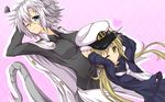  blonde_hair blue_eyes blush female_admiral_(kantai_collection) g_(desukingu) kantai_collection long_hair long_sleeves multiple_girls satsuki_(kantai_collection) scar school_uniform serafuku short_hair tsubasa_ryuuji yellow_eyes 