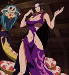  1girl black_hair blue_eyes boa_hancock breasts cleavage curvy large_breasts long_hair one_piece salome_(one_piece) screencap slender_waist snake stitched tame torn_clothes underboob 