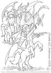  2005 breasts centaur dragon equine fairy father female feral flower freddy_andersson greyscale group human humanoid hybrid male mammal monochrome mother nipples nude outside parent scalie sheath taur wings young 