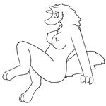  2014 anthro bedroom_eyes big_breasts breasts chest_tuft female fur gnoll hyena looking_back mammal nipples nude smile solo tuft 
