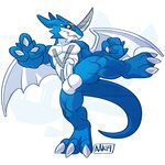  abs balls biceps blue_skin body_markings camelot_(editor) digimon dragon edit erection exveemon horn kicking male markings muscles pecs penis pose red_eyes reptile scalie solo standing toned weremagnus wings 