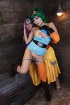  2girls asian breasts brown_eyes cameltoe chouzuki_maryou cosplay dragon_quest dragon_quest_iv green_hair large_breasts minea minea_(cosplay) multiple_girls photo plump purple_hair square_enix 