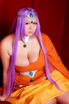  1girl asian breasts chouzuki_maryou chunsoft cosplay dragon_quest dragon_quest_iv enix large_breasts minea minea_(cosplay) photo plump purple_hair solo 