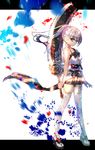  bad_id bad_pixiv_id blade_&amp;_soul blue_eyes character_request full_body holding long_hair looking_at_viewer nekoboshi_sakko ponytail silver_hair solo sword thighhighs weapon zettai_ryouiki 