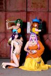  4girls asian breasts brown_eyes cameltoe chouzuki_maryou claws cosplay dragon_quest dragon_quest_iv green_hair large_breasts minea minea_(cosplay) multiple_girls orange_hair photo plump purple_hair square_enix sword weapon 
