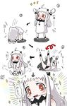  :&lt; :d ahoge black_panties blush_stickers dress horns kantai_collection long_hair looking_at_viewer mittens northern_ocean_hime open_mouth pale_skin panties red_eyes shinkaisei-kan smile solo sparkling_eyes translated underwear white_dress white_hair yooki_(rakugaki_switch) 