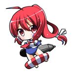  chagga_(hukagcho410) chibi i-168_(kantai_collection) innertube kantai_collection long_hair looking_at_viewer lowres ponytail red_eyes red_hair school_swimsuit school_uniform serafuku solo swimsuit swimsuit_under_clothes white_background 