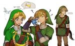  ? animal_ears bad_id bad_twitter_id blonde_hair blue_eyes charcoalo earrings fairy gloves harp hat instrument jewelry korean link male_focus multiple_boys multiple_persona navi ocarina pointy_ears red_eyes sheik simple_background smile tail the_legend_of_zelda the_legend_of_zelda:_ocarina_of_time the_legend_of_zelda:_skyward_sword the_legend_of_zelda:_twilight_princess translated white_background wince 