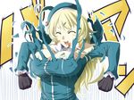  atago_(kantai_collection) blonde_hair breasts closed_eyes exploding_clothes gloves hat kantai_collection large_breasts long_hair open_mouth solo torn_clothes tyotyotyori 