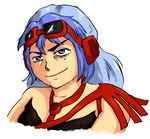  1girl blue_eyes blue_hair character_request female goggles greta_karas kabushikigaishamizu long_hair mole mole_under_eye sentou_mecha_xabungle smile solo 