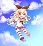 :d bad_id bad_pixiv_id blonde_hair brown_eyes elbow_gloves gloves hairband kantai_collection long_hair looking_at_viewer mame_(yangqi787) open_mouth panties pantyhose pleated_skirt school_uniform serafuku shimakaze_(kantai_collection) skirt smile solo striped striped_legwear thighhighs underwear 