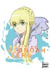  absurdres aldnoah.zero asseylum_vers_allusia blonde_hair braid character_name copyright_name green_eyes highres jewelry long_hair looking_at_viewer necklace norman_maggot signature solo white_background 