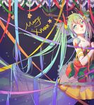  antlers bad_id bad_pixiv_id christmas gloves green_eyes green_hair hair_ornament hair_ribbon half_gloves hatsune_miku head_tilt highres long_hair looking_at_viewer mame_(yangqi787) merry_christmas red_nose ribbon smile solo very_long_hair vocaloid 