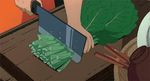  1girl animated animated_gif chopping cutting_board food knife studio_ghibli tonari_no_totoro 