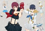  black_hair blue_eyes boots brown_hair cosplay crossdressing dress fish free! gloves grey_hair hat jakuzure_nonon jakuzure_nonon_(cosplay) junketsu kill_la_kill kiryuuin_satsuki kiryuuin_satsuki_(cosplay) male_focus mankanshoku_mako mankanshoku_mako_(cosplay) matoi_ryuuko matoi_ryuuko_(cosplay) matsuoka_rin midriff mikoshiba_momotarou mole mole_under_eye multiple_boys navel nitori_aiichirou open_mouth orange_hair red_eyes red_hair school_uniform senketsu serafuku shako_cap skirt sparkle suspenders thighhighs translation_request 