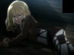  1girl blonde_hair blue_eyes christa_renz lying shingeki_no_kyojin solo stitched 