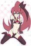  arm_support bad_id bad_pixiv_id bare_shoulders bed_sheet bikini black_bikini black_gloves black_legwear blue_eyes boots bulge covered_nipples elbow_gloves erection frown full_body gloves hair_between_eyes hair_ornament hair_ribbon hairpin happinesscharge_precure! high_heels highres long_hair looking_at_viewer male_focus micro_bikini midriff otoko_no_ko phantom_(happinesscharge_precure!) ponytail precure red_hair ribbon romeo_69 sheet_grab sidelocks sitting solo swimsuit thigh_boots thighhighs unlovely_(happinesscharge_precure!) very_long_hair wariza wide_ponytail 