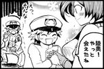  2boys admiral_(kantai_collection) comic greyscale handshake hat kantai_collection monochrome multiple_boys mutsu_(kantai_collection) niratama-don peaked_cap translated 