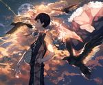  animal bad_id bad_pixiv_id bird black_hair crow haikyuu!! highres kageyama_tobio male_focus ser323 solo sportswear volleyball 