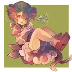  animal_ears brown_eyes brown_hair cat_ears cat_tail cha_goma character_name chen earrings hat highres jewelry open_mouth short_hair solo tail touhou 