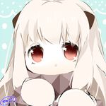  bad_id bad_pixiv_id close-up covering_mouth horns kantai_collection katori_(quietude) long_hair looking_at_viewer lowres mittens northern_ocean_hime shinkaisei-kan solo white_hair white_skin 