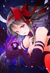  akemi_homura akuma_homura bare_shoulders black_dress black_gloves black_hair bow choker dark_orb_(madoka_magica) dress elbow_gloves gloves hair_bow long_hair looking_at_viewer mahou_shoujo_madoka_magica mahou_shoujo_madoka_magica_movie purple_eyes sakura_(superbunnys) simple_background solo spoilers wings 