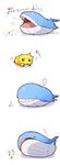  gen_3_pokemon gen_5_pokemon highres joltik no_humans pokemon pokemon_(creature) simple_background size_difference sleeping translated wailord white_background 