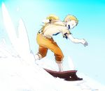  :d blue_background brown_hair buckle freckles ice_age_(movie) male_focus open_mouth personification shirt short_sleeves sidney_(ice_age) simple_background smile snow solo surfing suspenders t_k_g water white_shirt wood 