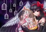  absurdly_long_hair akemi_homura akuma_homura bare_shoulders birdcage black_gloves black_hair bow cage choker dress elbow_gloves feathered_wings gloves grin hair_bow highres hug kaname_madoka long_hair looking_at_another mahou_shoujo_madoka_magica mahou_shoujo_madoka_magica_movie multiple_girls pink_hair racoon-kun red_eyes signature smile space spoilers thighhighs two_side_up ultimate_madoka very_long_hair white_dress white_gloves white_legwear wings yuri zettai_ryouiki 