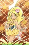  adapted_costume alternate_costume bad_id bad_pixiv_id bare_shoulders blonde_hair boots cure_honey dark_skin dress earrings eyelashes flower hair_flower hair_ornament happinesscharge_precure! happy high_heel_boots high_heels jewelry jumping long_hair looking_at_viewer magical_girl milton_(nontan-93bellcat) oomori_yuuko ponytail precure ribbon skirt smile solo wide_ponytail wrist_cuffs yellow_eyes 