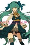 :d anniversary blue_eyes blue_hair character_name hairband hatsune_miku long_hair looking_at_viewer low_twintails nobuyo_ninomiya open_mouth smile solo twintails very_long_hair vocaloid 