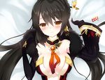  ara_han black_hair blanket_(kkbjah) blush braid breasts earrings elsword gloves jewelry large_breasts long_hair looking_at_viewer orange_eyes smile solo tears torn_clothes yama_raja_(elsword) 