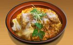  food hokkaido_(artist) katsudon_(food) no_humans original photorealistic rice_bowl 